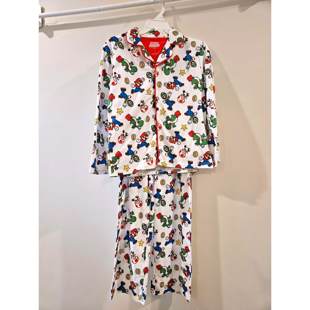 Super Mario‎ Bros Nintendo Kids Pajama Set Size 8 Mario Luigi Yoshi Unisex PJs
